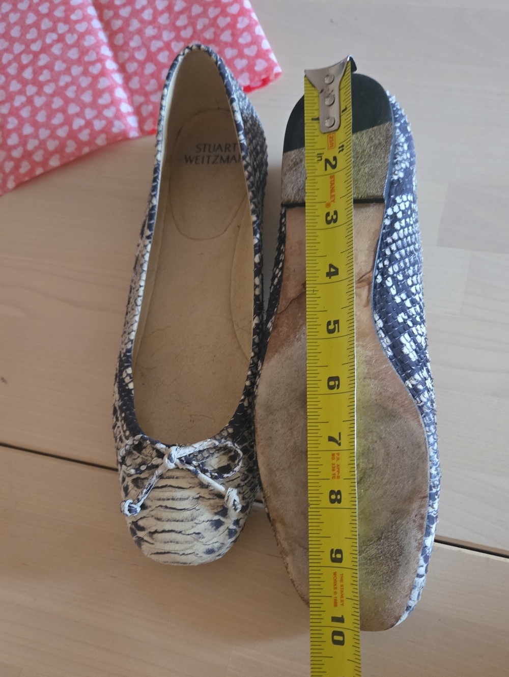 Stuart Weitzman Snake Skin Ballet Flats in Black and Cream - Picture 9 of 10